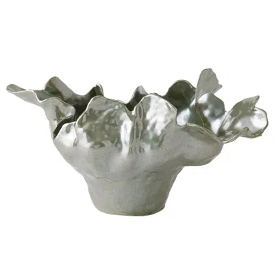 Global Views Meteor Bowl-silver Haze-lg In Gray