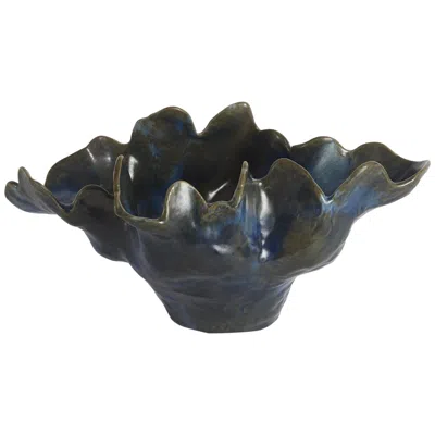 Global Views Meteor Haze Medium Blue Bowl