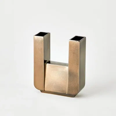 Global Views Metropolis Vase-bronze-tall In Brown