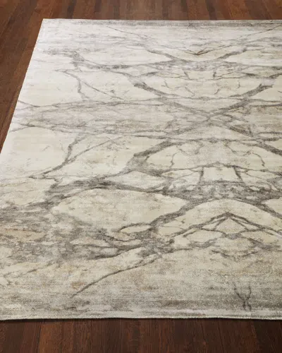 Global Views Mirror Match Marble Rug, 5' X 8' In Gray/white