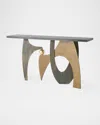 Global Views Mobile Console Table In Black, Gold Leaf