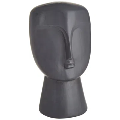 Global Views Modernist Bust 16 3/4" High Matte Black Ceramic Statue In Gray