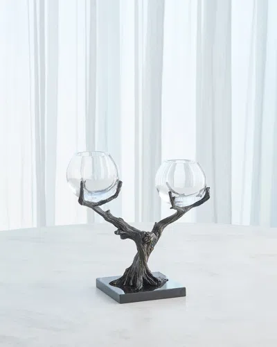 Global Views Monterey 2-vase Holder In Grey