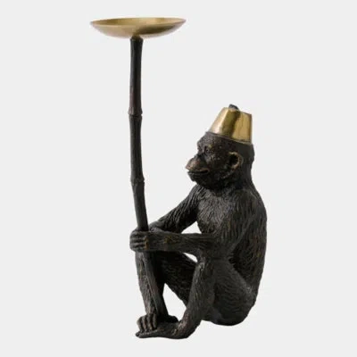 Global Views Monyet Candle Holder In Brown
