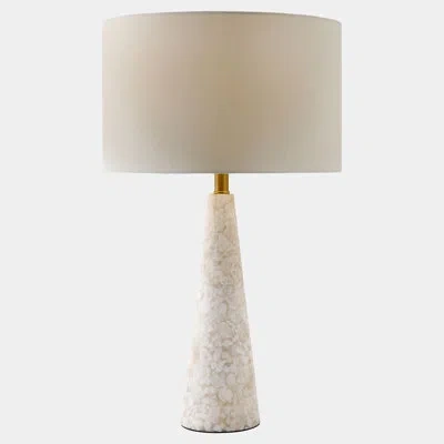 Global Views Mosaic Marble Lamp-linen In Brown