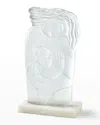 Global Views Mother And Child Case Glass Sculpture On Stone Base In Clear