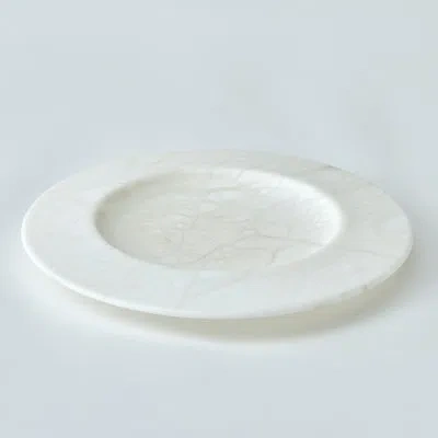 Global Views Natural Stone Decorative Plate In White
