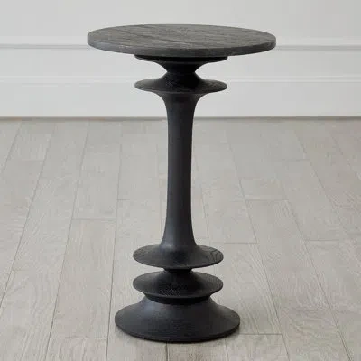 Global Views Oasis Marble Top End Table In Black