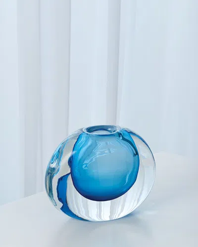 Global Views Off Set Round Vase - Light Blue