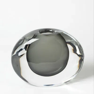 Global Views Offset Round Vase-light Blue In Gray