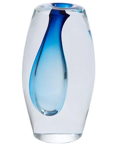 Global Views Offset Vase In Blue