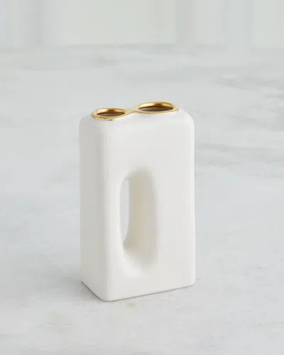 Global Views Oh Yes Matte White/gold Rim Vase, 6"