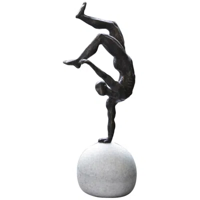 Global Views One-hand Balancing Act 18 1/4"h Iron Gymnast Sculpture In Black