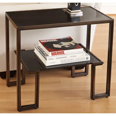 Global Views One-up 28"w Bronze And Black Granite End Table
