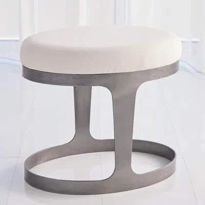 Global Views Oslo Stool-iron W/muslin Cushion In Gray