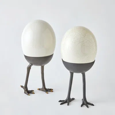 Global Views Ostrich Egg On Legs In Ivory,black