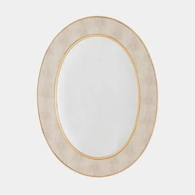 Global Views Oval Faux Shagreen Mirror-gold In Gold;gray