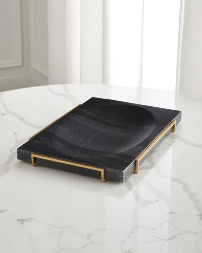 Global Views Overture Marble Tray In Black