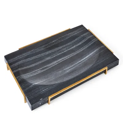 Global Views Overture Tray In Black Marble