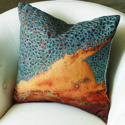 Global Views Patina Pillow In Orange,gray