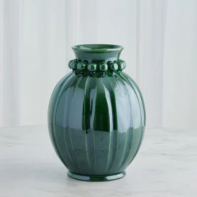 Global Views Pearl 15" H Handmade Earthenware Table Vase In Green