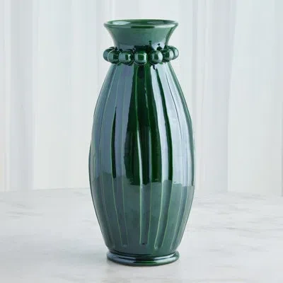 Global Views Pearl 20" H Handmade Earthenware Table Vase In Green