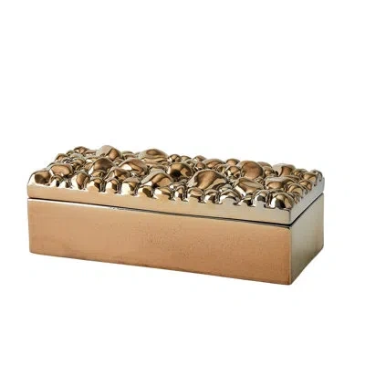 Global Views Pebbles Rectangular Box-bronze In Brown