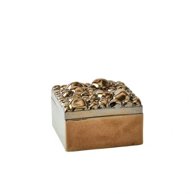 Global Views Pebbles Square Box-bronze In Brown