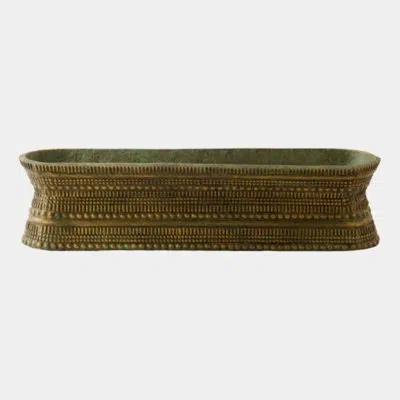 Global Views Perles Centerpiece 6"h X 26"w X 6"d Decorative Bowl In Gold;green