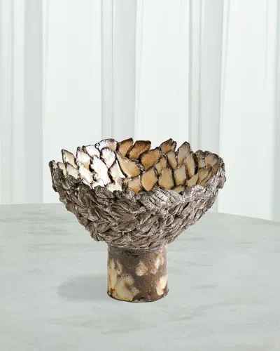Global Views Petaled Pedestal Compote In Natural