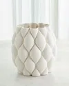 Global Views Pillowed 3d Printed Vase, Large 10" In White