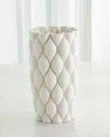 Global Views Pillowed 3d Printed Vase, Tall 11" In White