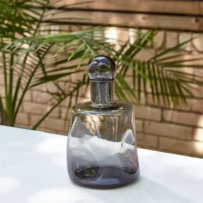 Global Views Pinched Decanter-grey-short In Smoke