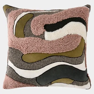 Global Views Pirouette Pillow 20"l X 20"w Accent Pillow In Pink;green;white;brown;black