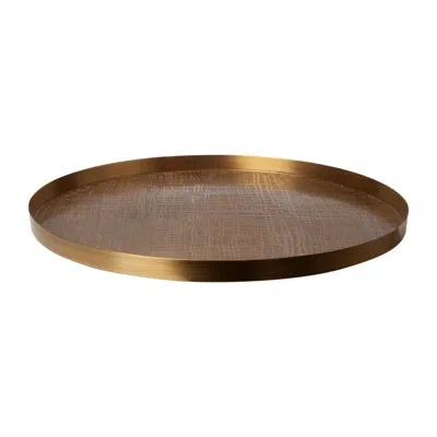 Global Views Plaid Etched Tray-antique Brass In Gold