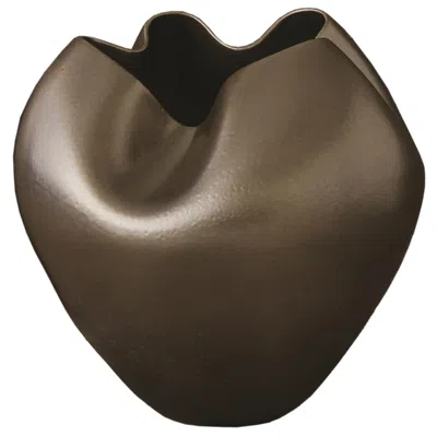 Global Views Plait Vase-silver Haze-round In Black