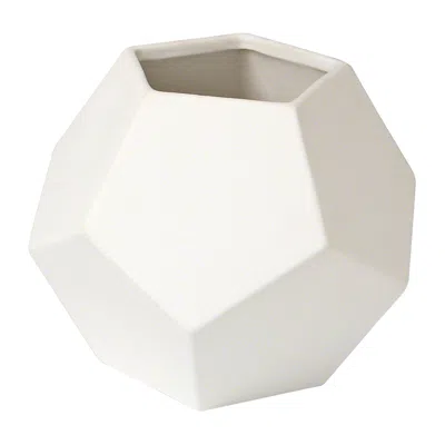 Global Views Plateau Matte White 7" Wide Faceted Ceramic Vase