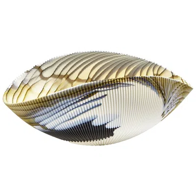 Global Views Pleated Bowl-amber/blue Filigree-lg
