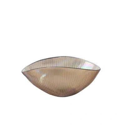 Global Views Pleated Bowl-sandy In Brown