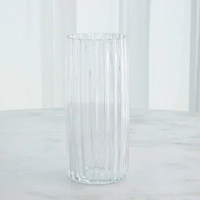 Global Views Pleated Glass Vase-clear
