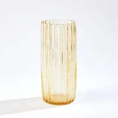 Global Views Pleated Glass Vase-golden Flake In Cream
