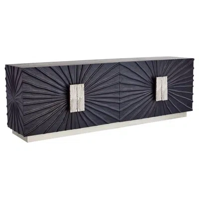 Global Views Pleated Solid Wood Tv Stand For Tvs Up To 88" In Nickel;black