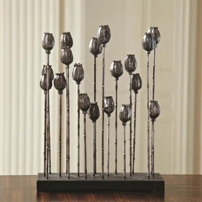 Global Views Poppy Pod Sculpture Multi In Iron
