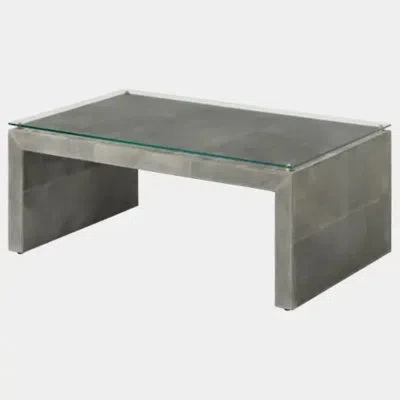 Global Views Posh Cocktail Table-gray Suede 19"h X 48"w X 30"d Coffee Table In Clear,gray