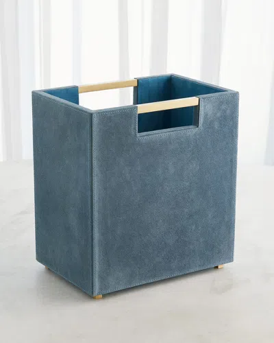 Global Views Posh Suede Wastebasket In Blue