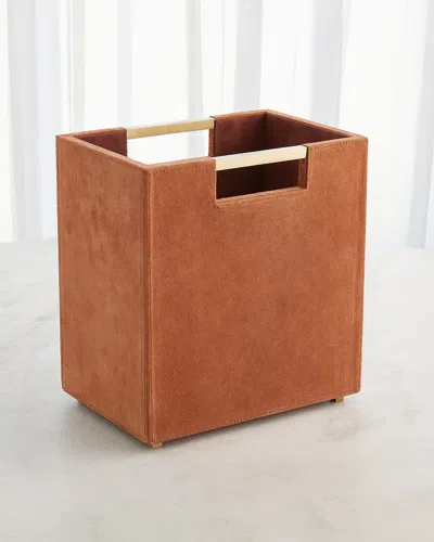 Global Views Posh Suede Wastebasket In Nutmeg
