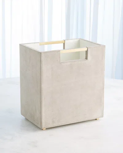 Global Views Posh Suede Wastebasket In Parchment