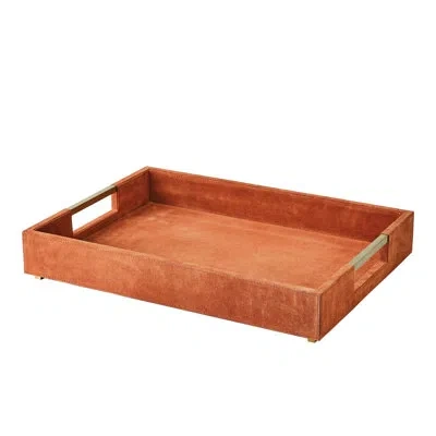 Global Views Posh Tray-dusty Blue Suede-lg In Brown