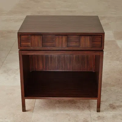 Global Views Quad Block Bedside Table In Brown