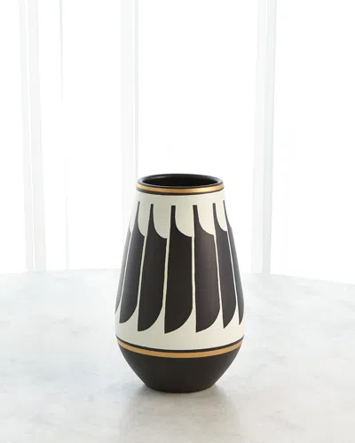 Global Views Quill 12.8" Vase In Black And White